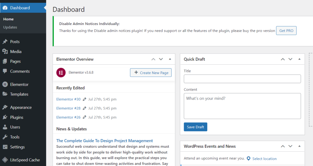 WordPress Dashboard