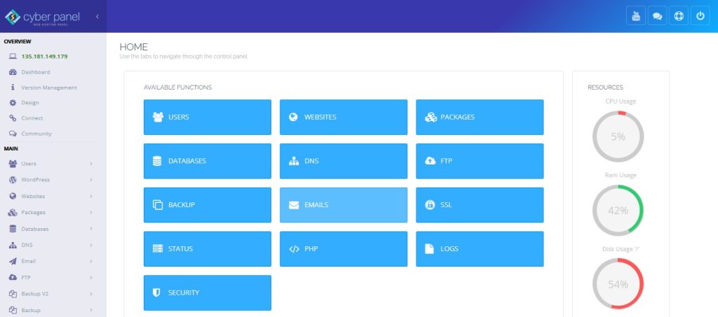 CyberPanel Dashboard