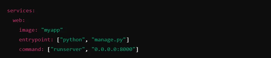Using ENTRYPOINT within docker-compose.yml file