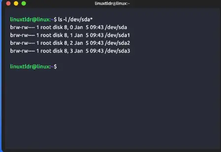 /dev/sda on Linux