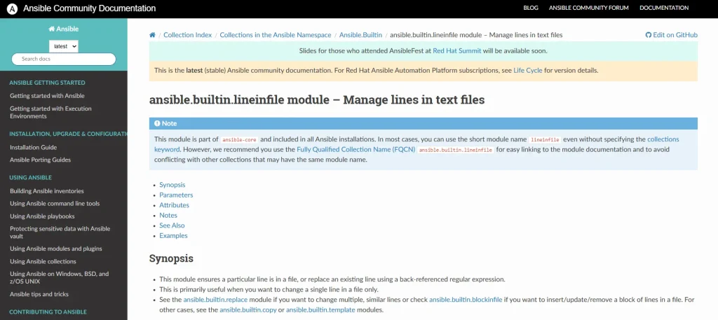 Ansible Lineinfile Module
