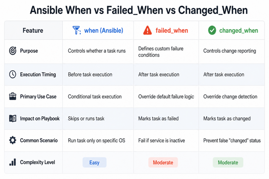 Ansible When vs Failed_When vs Changed_When