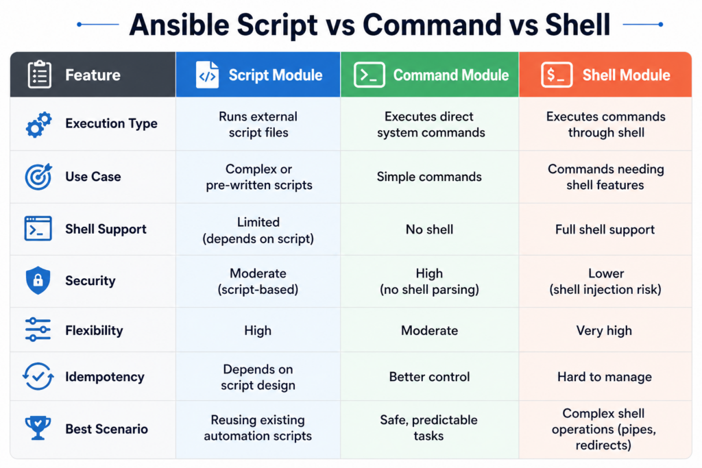 ANSIBLE SCRIPT VS COMMAND VS SHELL